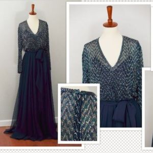 Vintage Victoria Royale Ltd. Beaded Navy Dress